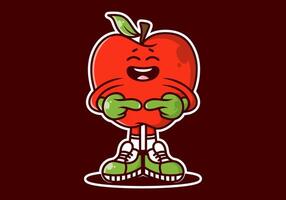 mascota personaje diseño de manzana Fruta con tímido rostro. rojo color vector