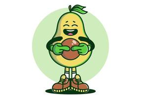 mascota personaje diseño de aguacate con tímido cara vector