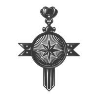 ai généré silhouette guerre médaille de honneur noir Couleur seulement png