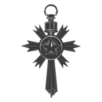 AI generated Silhouette war medal of honor black color only png