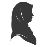 AI generated Silhouette women head wearing hijab black color only png