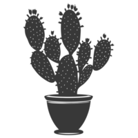 AI generated Silhouette cactus plant in the vase black color only png