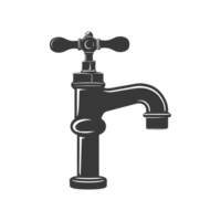 ai généré silhouette l'eau robinet noir Couleur seulement png