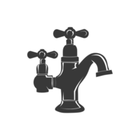 ai généré silhouette l'eau robinet noir Couleur seulement png