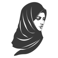 AI generated Silhouette women head wearing hijab black color only png