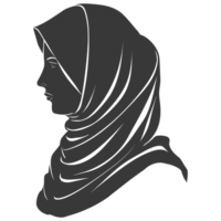 AI generated Silhouette women head wearing hijab black color only png