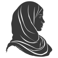 AI generated Silhouette women head wearing hijab black color only png