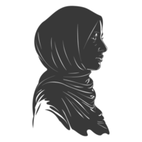 AI generated Silhouette women head wearing hijab black color only png