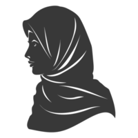 AI generated Silhouette women head wearing hijab black color only png