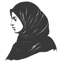 AI generated Silhouette women head wearing hijab black color only png