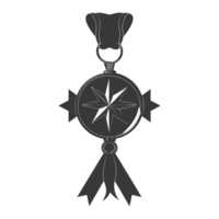 AI generated Silhouette war medal of honor black color only png