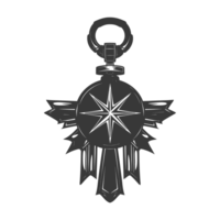 AI generated Silhouette war medal of honor black color only png