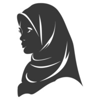 AI generated Silhouette women head wearing hijab black color only png