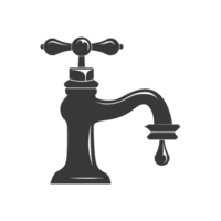 ai généré silhouette l'eau robinet noir Couleur seulement png