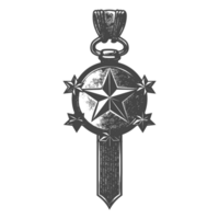 AI generated Silhouette war medal of honor black color only png