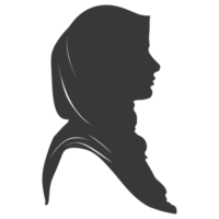 AI generated Silhouette women head wearing hijab black color only png