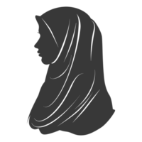 AI generated Silhouette women head wearing hijab black color only png