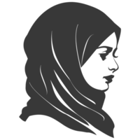 AI generated Silhouette women head wearing hijab black color only png