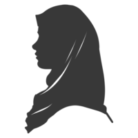 AI generated Silhouette women head wearing hijab black color only png