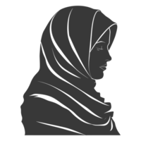 AI generated Silhouette women head wearing hijab black color only png