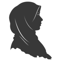 AI generated Silhouette women head wearing hijab black color only png