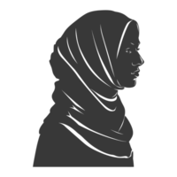 AI generated Silhouette women head wearing hijab black color only png