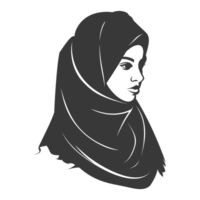 AI generated Silhouette women head wearing hijab black color only png