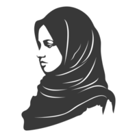 AI generated Silhouette women head wearing hijab black color only png