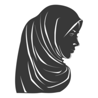 AI generated Silhouette women head wearing hijab black color only png