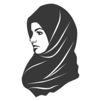 AI generated Silhouette women head wearing hijab black color only png