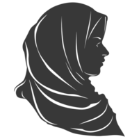 AI generated Silhouette women head wearing hijab black color only png