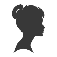 AI generated Silhouette women head thick black color only png