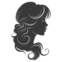 AI generated Silhouette women head thick black color only png