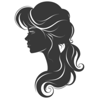 AI generated Silhouette women head thick black color only png