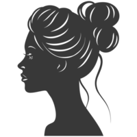 AI generated Silhouette women head thick black color only png