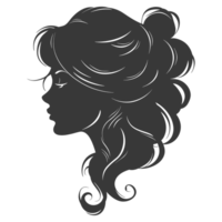 AI generated Silhouette women head thick black color only png