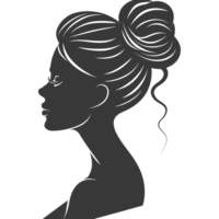 AI generated Silhouette women head thick black color only png