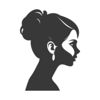 AI generated Silhouette women head thick black color only png