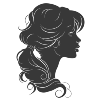 AI generated Silhouette women head thick black color only png