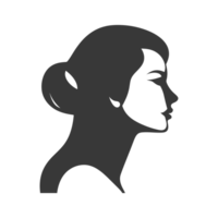 AI generated Silhouette women head thick black color only png