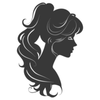 AI generated Silhouette women head thick black color only png