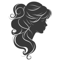 AI generated Silhouette women head thick black color only png