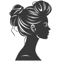 AI generated Silhouette women head thick black color only png