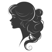 AI generated Silhouette women head thick black color only png