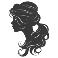 AI generated Silhouette women head thick black color only png