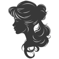 AI generated Silhouette women head thick black color only png