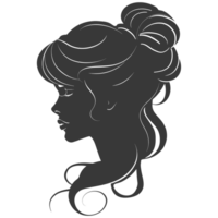 AI generated Silhouette women head thick black color only png