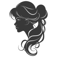 AI generated Silhouette women head thick black color only png