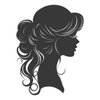 AI generated Silhouette women head thick black color only png