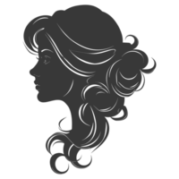 AI generated Silhouette women head thick black color only png